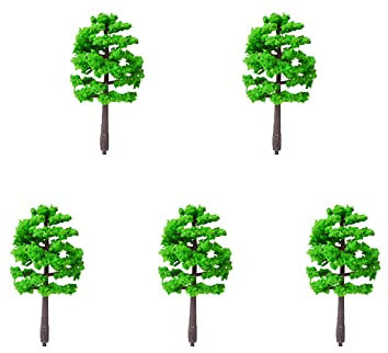 5 Pcs Plastic Green Artificial Trees - Lifelike Imitation Landscape Trees for Building, Sand Table Models