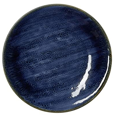 WAS Germany Assiettes plates Ø 23 cm Lot de 6 assiettes océan foncé Porcelaine