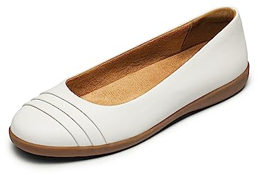 DREAM PAIRS Women's Flats with Arch Support, Ballet Flats for Women Dressy Comfortable, Round Toe & Slip On Office Shoes SDFA2306W,Size 5.5,White,SDFA2306W