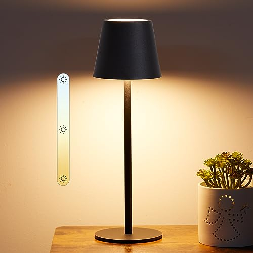 IPARTS EXPERT Lampada da Tavolo LED Ricaricabile Senza Fili, Lampada Touch Sense Dimmerabile 3 Luci Led Diversa Intensità per Camera, Ufficio, Bar, Ristoranti