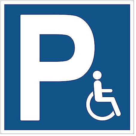 Obligatorische Klebepflicht NF ISO7010 – Quadratischer, Laminierter Schilderkleber, Wasser- und UV-beständig – Behindertenparkplatz - 20x20 cm