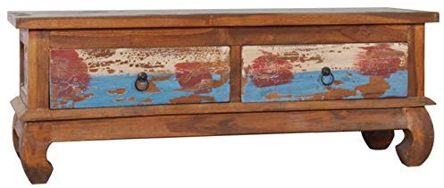 BULANED TV-Schrank, Fernsehtisch, Tv Lowboard, Fernsehschrank, Tv Bank, Tv Table, Tv Kommode, 110x35x40 cm Teak Altholz