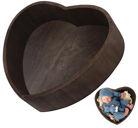 Heart Shaped Wooden Baby Posing Basket Coffee Photo Prop | Baby Photo Shoot Use, Small Bed Format, Pack, Supported by Heart Shape Styling
