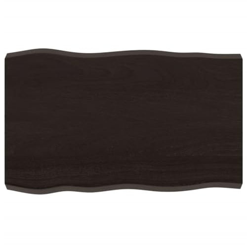 vidaXL Tischplatte, Holzplatte für Tisch Esstisch Couchtisch, Massivholzplatte Handgefertigt mit Baumkante, Ersatztischplatte, Dunkelbraun 80x50x(2-6) cm Massivholz Behandelt