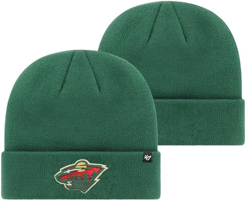 '47 NHL Unisex-Erwachsene Primary Logo Cuffed Knit Beanie Hat Cold Weather Hut, One Size, Minnesota Wild, Einheitsgr��e