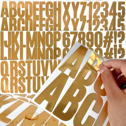 30 Sheets Letter Stickers Large 2.5 inch Gold Capital Alphabet Stickers for Scrapbook Bulletin Board Poster Mailbox 500pcs Waterproof Vinyl Stick on Letters and Numbers for Christmas Wedding