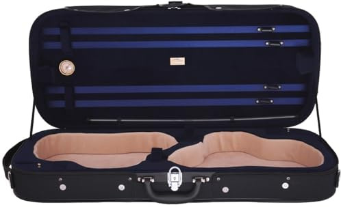 Custodia Doppia Custodia per Violino Duro 4/4 Oblungo Classic Nero - Blu Marino M-case