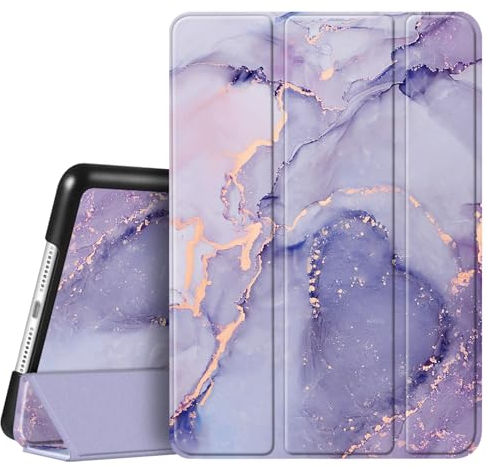 Fintie Hülle Kompatibel mit iPad 10,2 Zoll 2021/2020/2019 (9/8 / 7 Generation), Ultra Schlank Superleicht Ständer Schutzhülle Cover mit Auto Schlaf/Wach Funktion, Marmor Lila