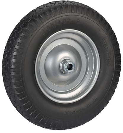 Relaxdays Ruota per Carriola 4.00-8, Gomma Piena Antipanne, Ruotino Scorta Portapacchi, Antiforatura, 100kg, Nero Grigio