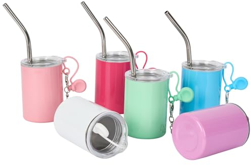Mini Tumbler Shot Glass with Straw 3 oz Sublimation Shot Glass Tumblers Set Cups Mini Shot Tumbler with Lid and Straw for Hot and Cold Beverages for Wedding Birthday Bachelorette Party Favors (6pack)