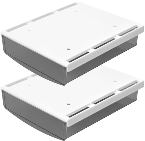Ehuihuan Lot de 2 Tiroir Sous Bureau, 21x18x5,4 cm Boîte de Rangement sous la Table, Boîte à Tiroirs Cachée, Organisateur Tiroir Bureau Rangement pour École Maison Bureau Cuisine (Noir Mat)