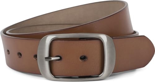 styleBREAKER Unisex Leder Gürtel Unifarben mit glänzender Oberfläche und gebürsteter Schnalle, kürzbar 03010104, Farbe:Braun, Größe:95cm