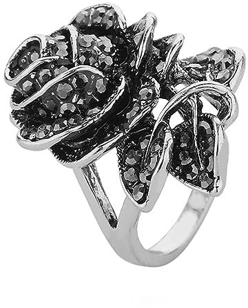 GALPADA 1pièce Bague Vintage Rose Noire à Pétales Multicouches Élégance Et Détails Exquis Pour Look Unique
