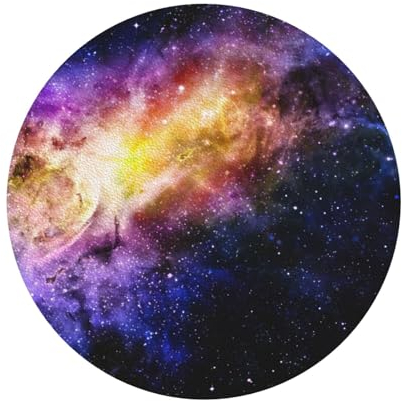 LAMAME Untersetzer aus Leder, Motiv: Galaxie im Universum, bedruckt, 4 Stück