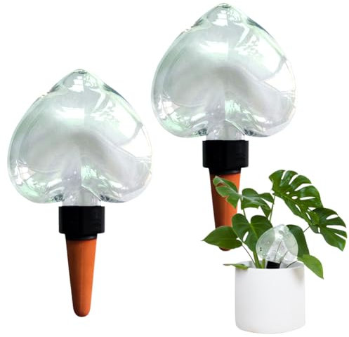 2 Pezzi Trasparente Vaso Autoirrigante,Kit di irrigazione automatica,Irrigatore Automatico per Vasi,Irrigazione a Goccia per Vasi,Dosatore Acqua per Piante,per Piante in Vaso e Fioriere (A)