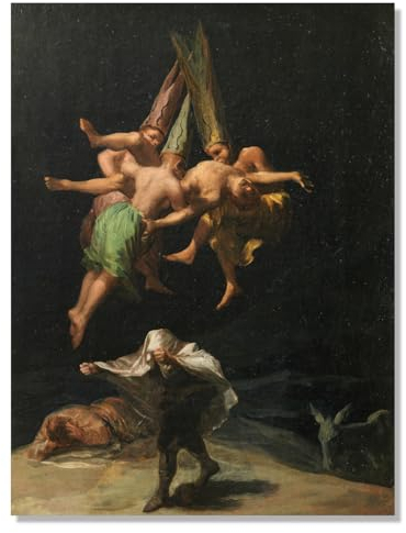 Francisco Goya Gemälde, Hexenflugposter, Leinwanddruck, Wandkunst, Ölgemälde, klassisches romantisches Gemälde, Bild-Poster, Giclée-Wanddekoration für Wohnzimmer, ungerahmt (Farbe: 30 x 38 cm)