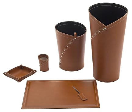 LIMAC Design Giulio Schreibtisch-Set für Büro und Arbeitszimmer, aus Leder, von Limac Design®, Braun