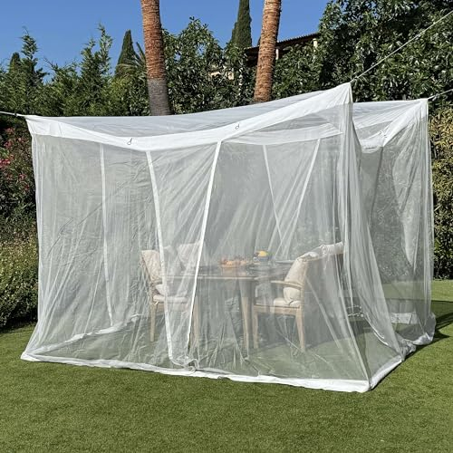 Moustiquaire pour Patio 3 x 3 M | Très Grandes Tailles Et Tissu Conçu pour L'Extérieur | Blanc Maille De Protection Contre Les Insectes pour Gazebo, Porche Et Terrasse De Jardin