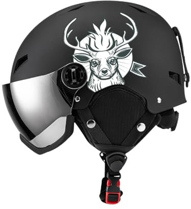 Snow Helmet Head Protector Sweat Absorbing with Wide Angle Accessories Snow Goggles Integrated Visor for Outside Riding Skier, BLACK, M