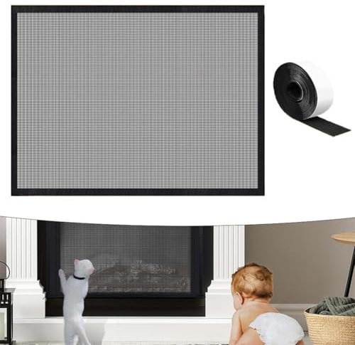Panel de pantalla para chimenea, puerta de pie, cubierta de puerta de PVC, malla para chimenea, pantalla de seguridad para chimenea, puerta de red de seguridad, para chimenea de sala de estar (29 x 40
