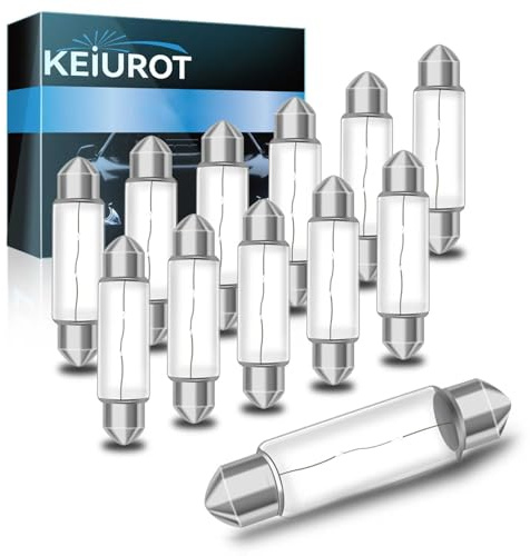 Keiurot Under Cabinet Light Bulbs 44mm T3 Festoon Bulb 12V 10W, Dimmable