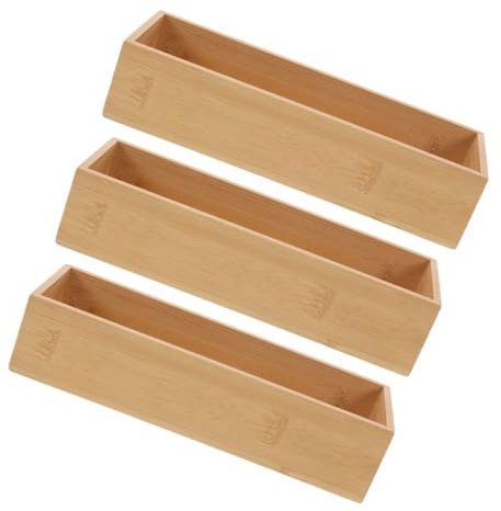 MAGICLULU 3 Piezas Caja De Madera De Almacenamiento Bandeja De Madera Para Joyas Cofre De Madera Para Bolsitas De Té Cajón Organizador De Cubiertos Cajon Portautensilios Bambú Beige