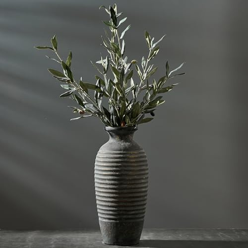 Emotional geerdete Vase, Vaseking große rustikale Keramikvase, 36,6 cm, minimalistische Gewinde, dekorative Bauernhaus-Vasen für Heimdekoration, Wohnzimmer, Eingangsbereich, Tischdekoration, Bronze
