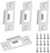 Door Strike Plate,4 Pieces Door Latch Strike Plate and 8 Matching Screws,Stainless Steel Adjustable Strike Plate,Internal Door Lock Strike Plate,for Wooden Doors House Door (Silver)