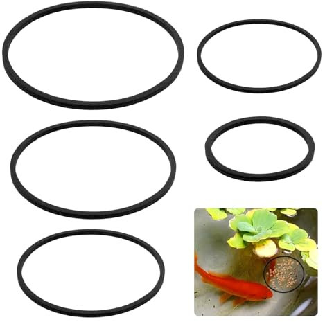 Lnngub 5 Pcs Fish Feeding Ring,Aquarium Floating Plant Rings Aquarium Floating Plant Barrier Foam Floating Plant Corral Aquarium Feeding Ring Round Feeding Ring for Fish Tank,Black