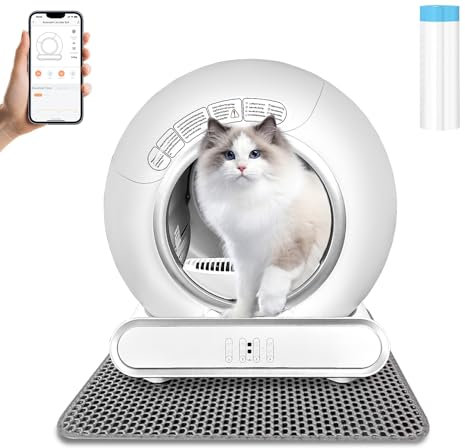 Inodoro automático para gatos con autolimpieza de 65 L, grande, XXL, con control de aplicación, inodoro eléctrico para gatos sin olor, tipo A