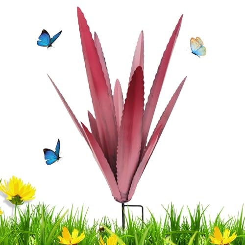 Escultura de agave de metal - ornamental de estilo realista, decoración de hierro forjado para extranjeros | Escultura al aire libre con diseño natural, decoración de metal agav