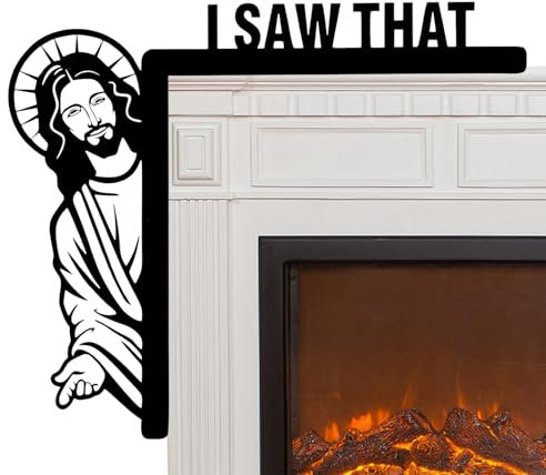 Tür-Eckdekoration I Saw That Jesus, lustiger christlicher Wandakzent, Holzrahmen, Kantenschild, Eingänge, religiöser Humor für Tür oder Fensterrahmen, Schriftbotschaft für Zuhause, Kirche und Flur