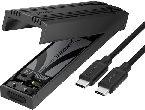 SABRENT NVMe Enclosure USB C 10Gbps M.2 Enclosure | Aluminium SSD caddy for PCIe NVMe SSDs with enhanced thermal stability and tool-free installation (EC-PNVO)