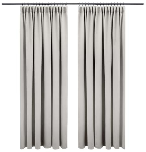 Blumtal Verdunklungsvorhänge Kräuselband 295x140 cm im 2er Set - Oeko-TEX zertifizierte Vorhänge Blickdicht - Verdunklungsvorhang - waschbare Vorhänge mit Kräuselband für Schiene in Grau
