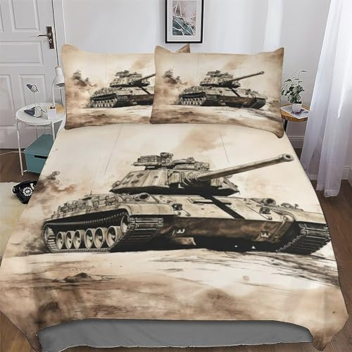 DCCCY Panzer Bettwäsche Angenehme Bettbezüge, Mikrofaser Bettdeckenbezug, Erwachsene Kinder 2teilig Bettbezug + Kissenbezug Single(135x200cm)