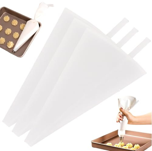 Sacchetti di tubazioni, 3 pezzi da 3pcs da 22 pollici con gancio, sacchetti di glassa in tessuto non slip, pasticceria riutilizzabile, decorazione monouso per cookie e forniture per forno per tor