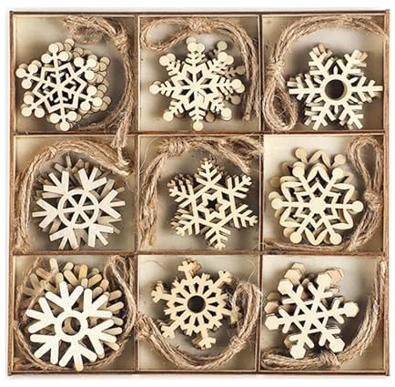Gurxi Schneeflocken Vintage Weihnachts Holzanhänger weihnachten Holz weihnachtsanhänger Christbaumschmuck holz Christbaumschmuck anhänger Weihnachtsanhänger für geschenke Christbaum Schneeflocke
