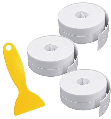 Sigillante Autoadesivo Nastro 3 Rotoli 5 cm x 5 m Sigillante Autoadesivo Nastro battiscopa autoadesivo Nastro Sigillante Impermeabile Nastro Flex Roll per Bordo Vasca da Bagno Toilette Cucina