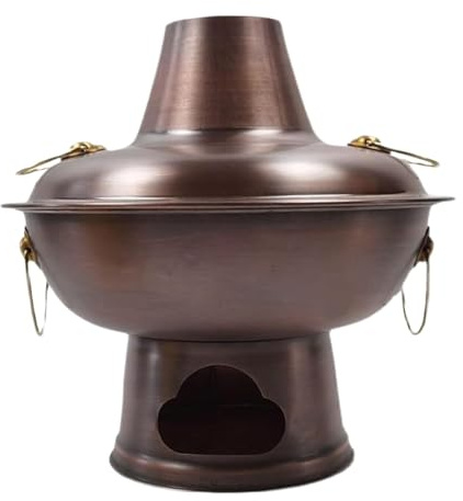 Chinese Hot Pot Copper Hot Pot Old Style Full Copper Hot Pot Heating Suitable for Family Dinner Camping Cookware Hot Pot (Brass 38cm)