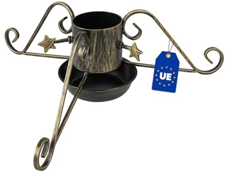 Alma Manufacturer Christbaumständer Weihnachtsbaum Ständer - 60x60x20 cm - Weihnachtsbaumständer mit Wassertank - 160 kg Belastbar - Gold Patina