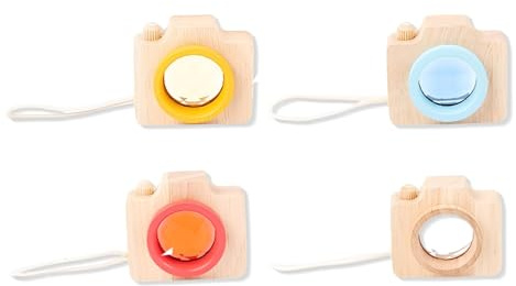 VEOIRXU 4 Pièces Mini Kaléidoscope en Bois Magical Avec Corde Suspendue Kaléidoscope Vintage Pour Motifs Colorés Jouet d'Observation Créatif Jouet d'Éducation Pour L'Apprentissage des Enfants