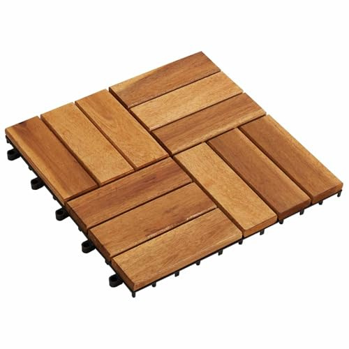 vidaXL Terrassenfliese 10 pcs Braun 30 x 30 cm Akazien-Hartholz, Akazienboden, quadratische Fliese, modernes Design, Wohnzimmer, robuster Bodenbelag, stilvolles Holzakzent für dein Zuhause