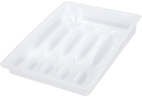Kesper 30086 Besteckkasten ausziehbar, Kunststoff, Maße: 29-50 cm x 38 x 6.5 cm, weiß