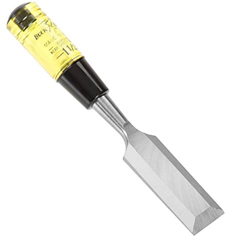 Buck Brothers 120108BC 1-1/2 Wood Chisel Made in USA, for Paring and Finishing Cuts in Carpentry and Woodworking, Tempered Tool Steel Blade, Mallet-Safe Handle