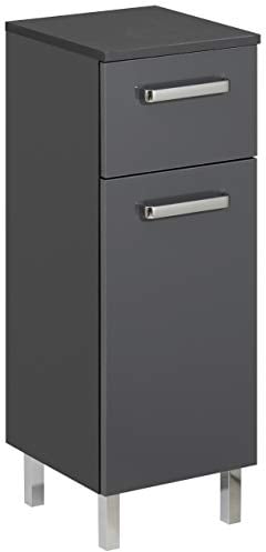 Pelipal Badezimmerschrank Quickset 311 in Anthrazit Glanz, 30 cm breit | Unterschrank mit 1 Tür, 1 Schubkasten und 1 Einlegeboden
