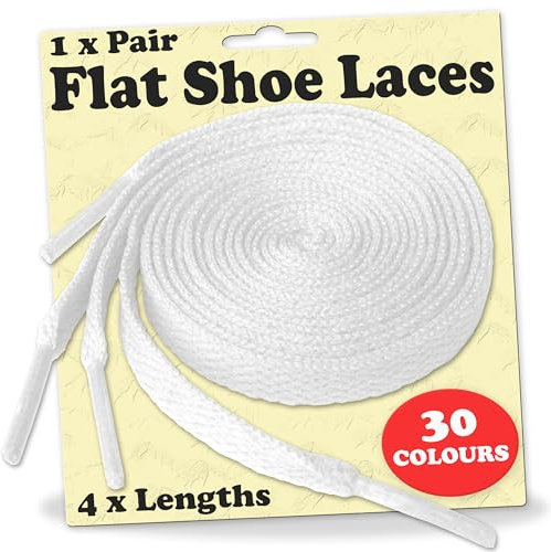 Flat White Shoelaces For Trainers Hi-tops Football Boot Laces Running Shoes Suitable for all brands of Shoe Nike Adidas Converse Puma Vans Reebok Adults or Kids (60cm, White)…