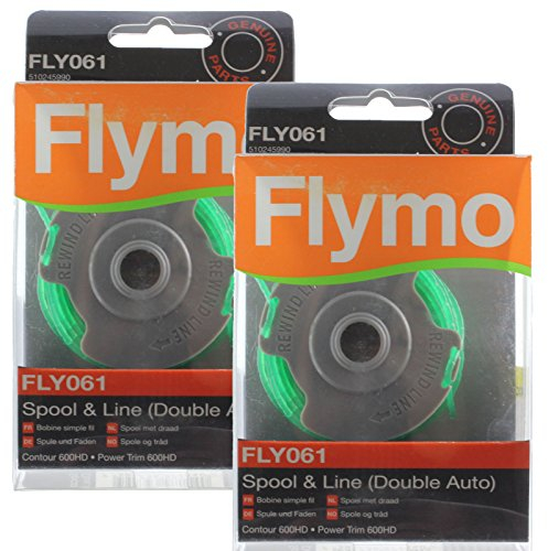 Flymo Rocchetto a doppio filo da 2 mm originale per tagliabordi Contour 600HD (confezione da 2, FLY061)