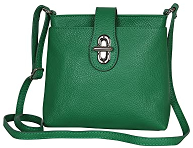 AMBRA Moda Damen echt Ledertasche Handtasche Schultertasche Umhängtasche Citybag Girl Crossover GL007 (Grün)