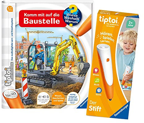 tiptoi Ravensburger Set: Wieso? Weshalb? Warum? | Komm mit auf die Baustelle (Kinderbuch) + 00110 Der Stift