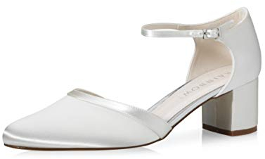 Rainbow Club Brautschuhe Stacy - Damen, Pumps, Ivory/Creme, Satin, Riemchen, Bequem gepolstert, Gr. 40,5 (UK 7,5)